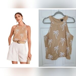 NWT Ann Taylor Embroidered Palm Halter Neck Top